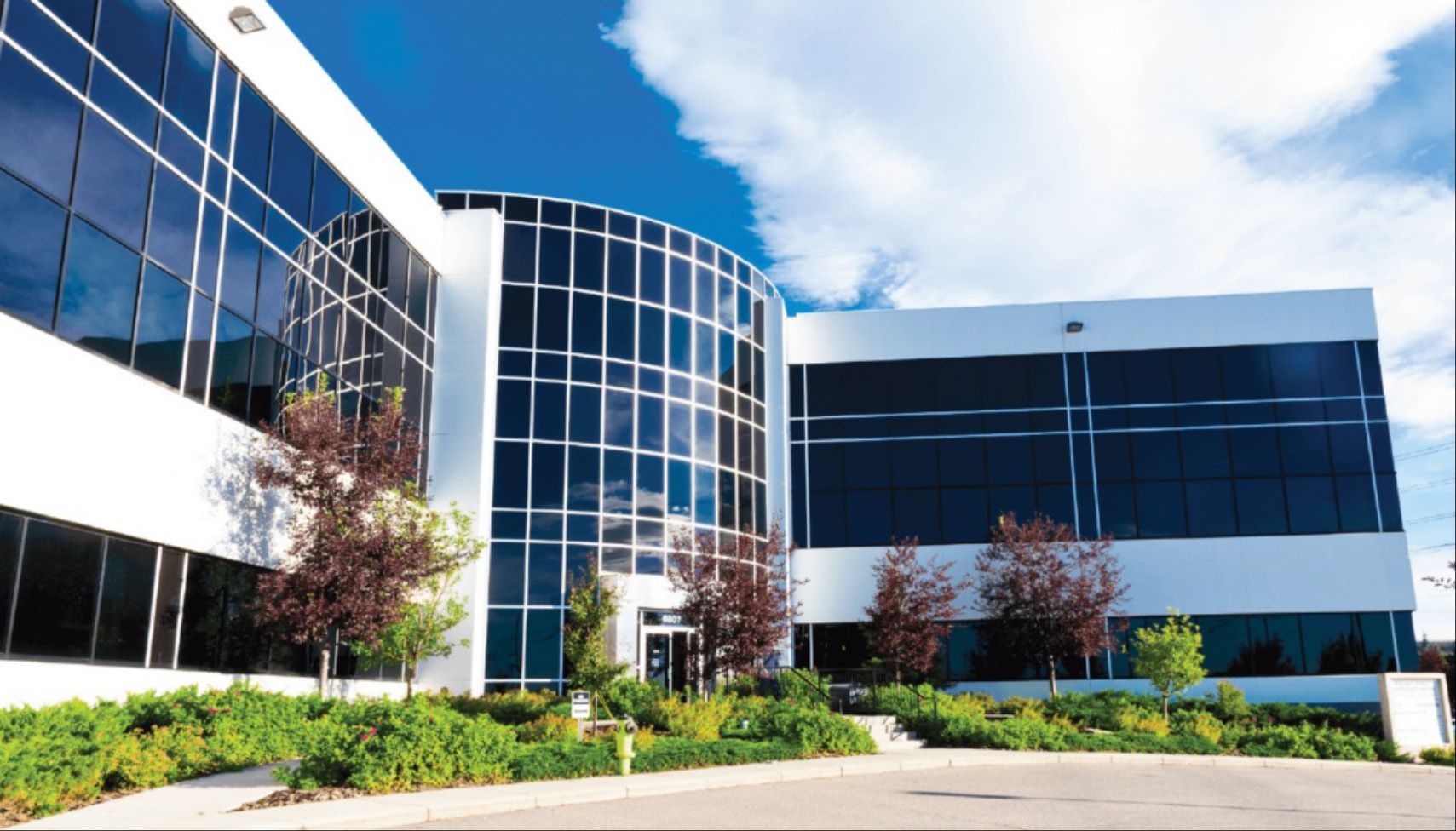 Front of a modern white building